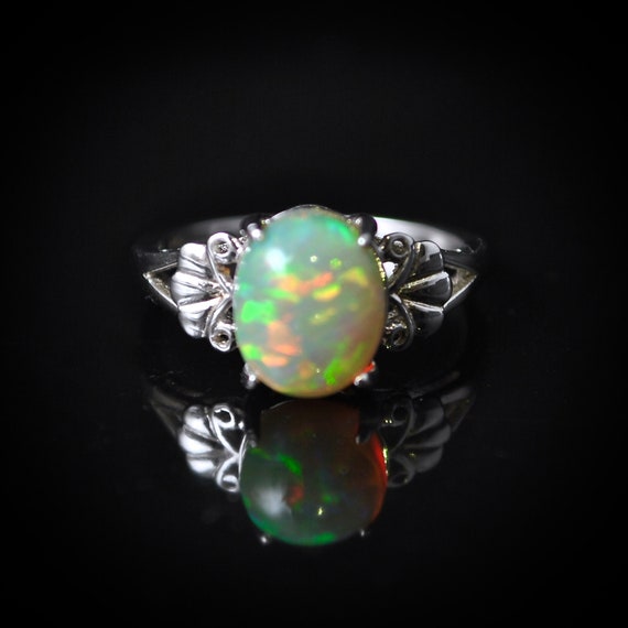 Sterling Silver Opal Ring Sz 6 #10015
