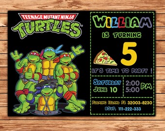 Ninja Turtle Invitation, Ninja Turtles Party, TMNT invitation, Teenage Mutant Ninja Turtle invitations, TMNT Birthday Invitation