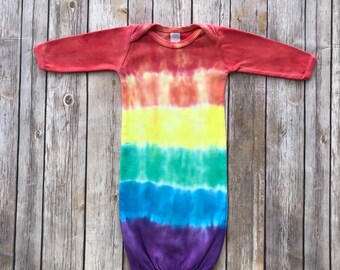 Rainbow Tie Dye Baby Gown 0-3 Months