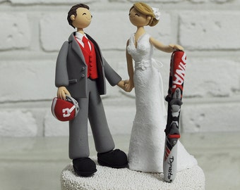 Football, ski mania custom wedding cake topper decoration