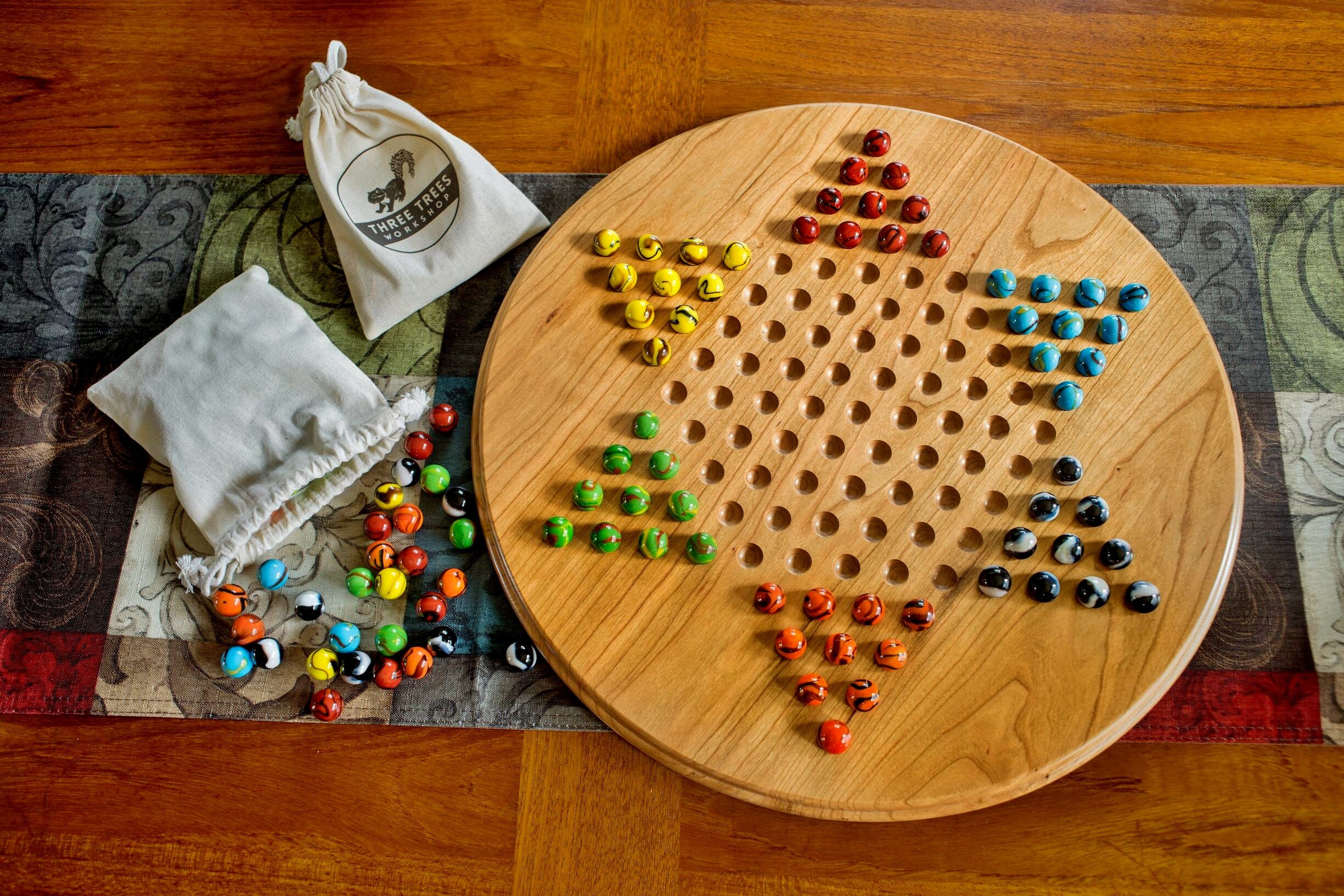 Chinese checkers game board with marbles cherry Chinese
