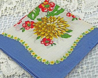 Vintage Hankie, Huge Beautiful Yellow Flower #D-43