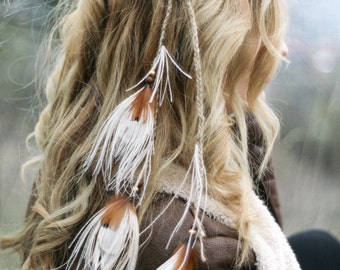 Feather headband / Hippie headband / Feathers lover / Hair jewelry / Festival headband / Boho headband / Native headband