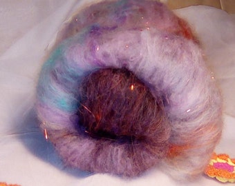 Batt, spinning lining, merino silk, Angelina, glitter