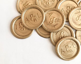 Ampersand Initials Wax Seal Stickers, Wedding Invitation Wax Stickers, Self Adhesive Wax Seals, RSVP Seals, Ampersand Wax Seals (WMONO123)