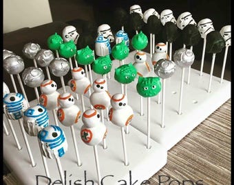 Star Wars Cake Pops. Yoda, Storm trooper, Darth Vader, Death Star, R2D2 & BB8