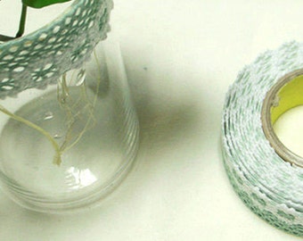 Flower Lace Adhesive Fabric Tape - Green (1in)
