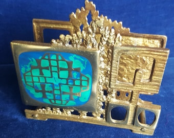 1970s brass and enamel letter or napkin holder by Abada Israel