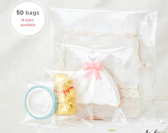 50 Crystal Clear Food Grade Cookie Small Self Adhesive Resealable Plastic Bags - Gift Soap Candy Treat Favor Goodie Gift Packaging Bags