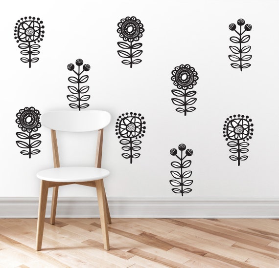 Flowers wall decal / 3 Flowers / home decor / wall sticker