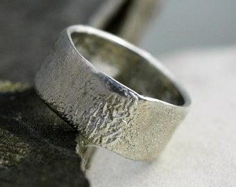 Reticulated Wide-Band Sterling Silver Ring- Custom Made