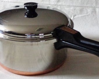 Revere Ware 6 quart Pressure Cooker Copper Bottom Stainless Dutch Oven 6 Qt Pan with Lid Rome NY 602P USA