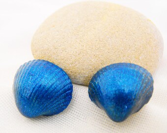 Glitter seashell stud earrings bohemian studs seashell earrings beach studs sea shell studs shell stud earrings mermaid stud earrings
