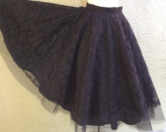50s Circle Skirt in Black Lace Tulle and Taffeta