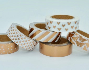 Copper Foil Washi Tape rolls - heart, butterflies, dots, triangles - Christmas - Gift - decoration planner supplies, scrapbooking new