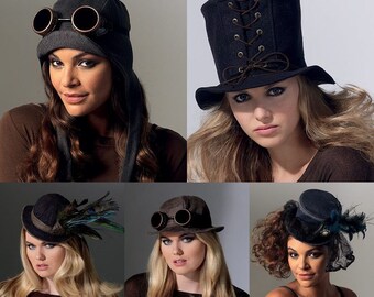 Sewing Pattern-McCall's 7335- Steampunk Top Hat and Avaitor Hats Onesize