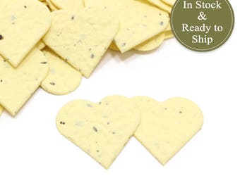 Soft Yellow Plantable Seed Paper Confetti Hearts - READY-TO-SHIP - Eco Friendly, Wedding Favors, Bridal Shower Favors & Baby Shower Favors