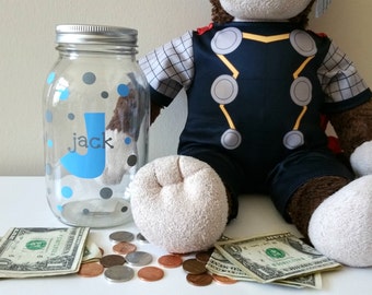 Child's Mason Jar Piggy Bank//Mason Jar Bank//Child's Piggy Bank//Money Bank//Personalized Child's Gift//Baby Shower Gift//Savings Bank