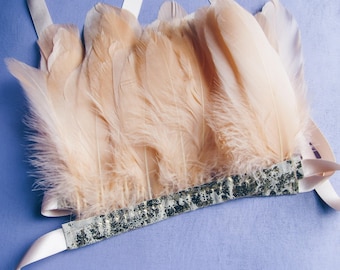 wedding headband, feather crown, festival Headband, feather headpiece, Feather headdress, woodland wedding, bridesmaid crown, peach
