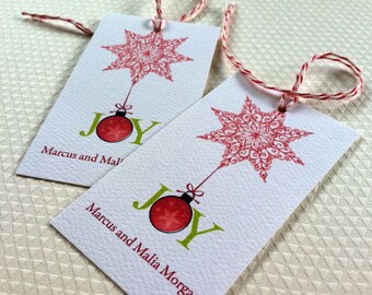 Personalized Christmas Tags, Christmas Gift Tags, Holiday Tags, Snowflake Tags, Set of 20