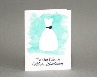 Personalized Bridal Shower Card/ Bride to Be Card/ Wedding Shower Card/ Bridal Shower Gift/ Engagement Card/ Watercolor/ Future Mrs