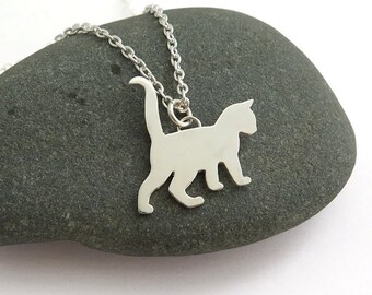 Cat Necklace - Cat Pendant Necklace - Silver Cat Necklace - Kitten Necklace – Cat Lover Gift - Cat Jewelry - Animal Lover Gift