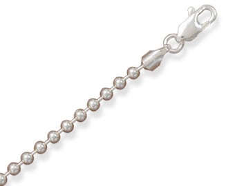 3mm BEAD Chain Necklace for Pendant and Bracelet - 925 Sterling Silver - 7 16 18 20 24 30 inches