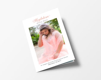 Quinceanera Programs, 8.5" X 11" folded to 8.5" X 5.5", Quinceañera Court, Quinceañera Program, Venue program