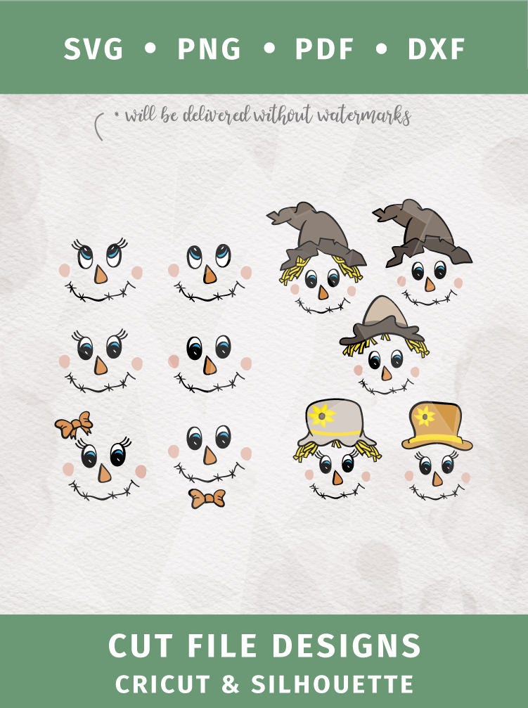 Download Scarecrow face SVG girl and boy face Halloween Svg digital cut