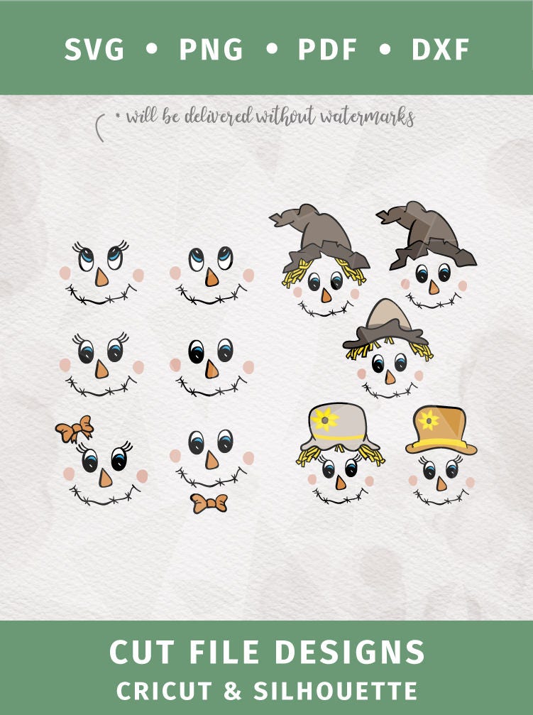 Download Scarecrow face SVG girl and boy face Halloween Svg digital cut