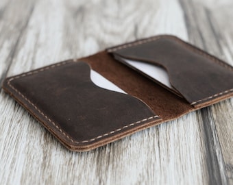 Personalized Leather Business Card Holder 110/ Distressed Leather / Mens Wallet / Card Wallet / Slim Wallet / Minimal Leather Wallet
