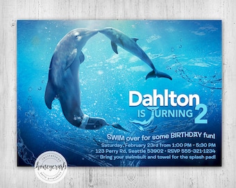 Dolphin Tale Birthday Invitation - Printable Digital File