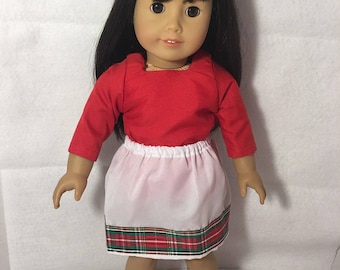 Handmade Doll Top and Skirt Fits 18" Like American Girl DOll Clothes, Our Generation Doll, My Life As Doll