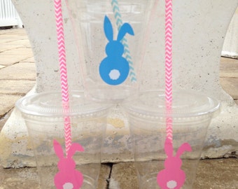 25 Plastic Easter Bunny Party Cups-12 oz