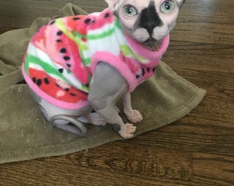 Cat clothing,fleece sweater , watermelon fleece