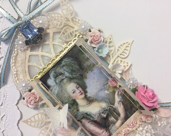 Marie Antoinette ATC ACEO Wall Hanging Window Scene Artist Trading Card Original Art Card Mixed Media ATC