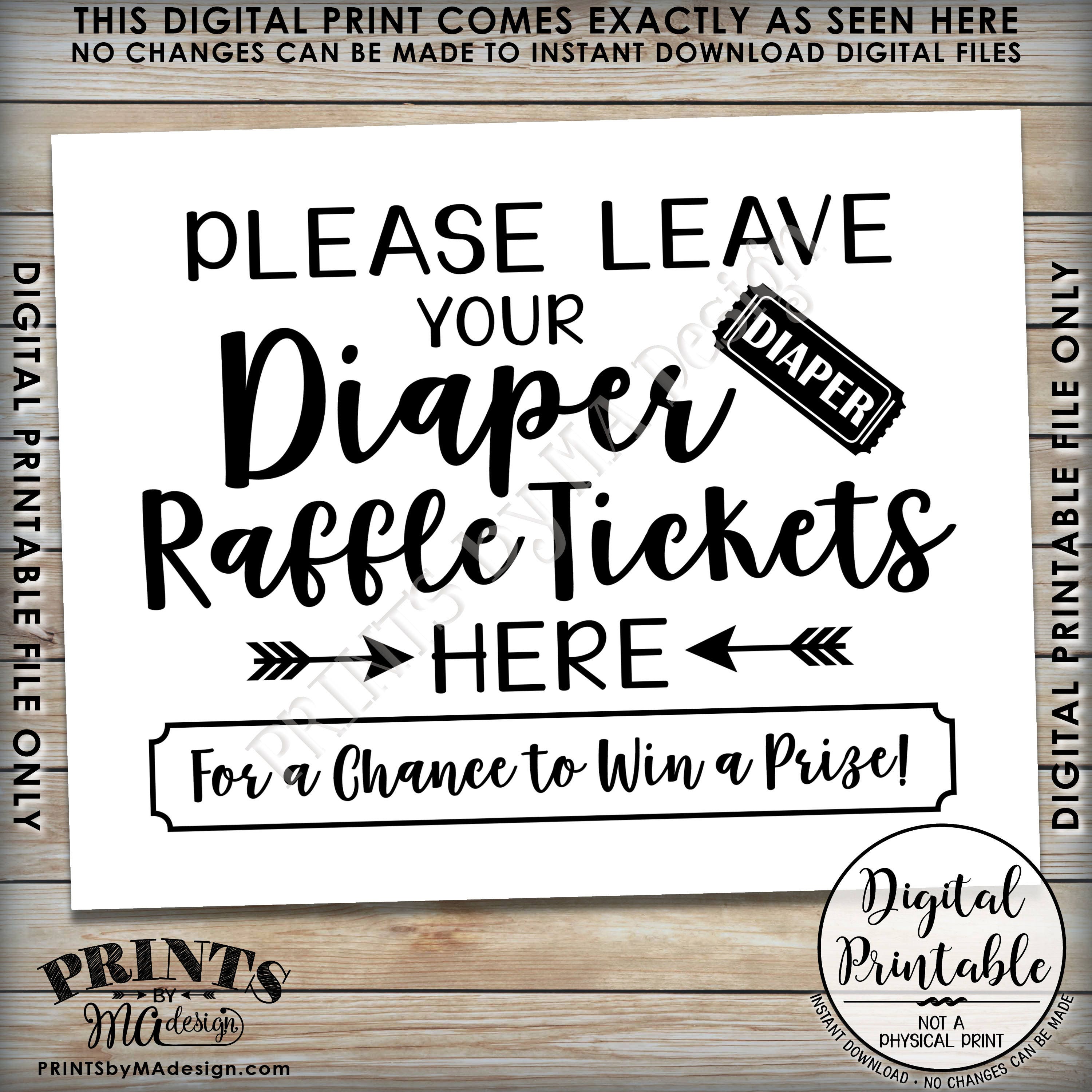 Diaper Raffle Ticket Sign, Leave Your Raffle Ticket Here, Shower Raffle