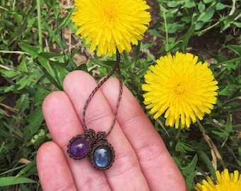 Mini amethyst and labradorite combo necklace!