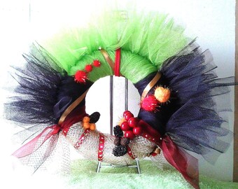 lime, Brown and Red Christmas wreath