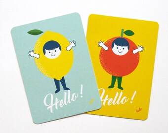 carte été, carte fruit, citron, illustration vintage, rétro, scandinave, enfant, ateliervudo, vudo