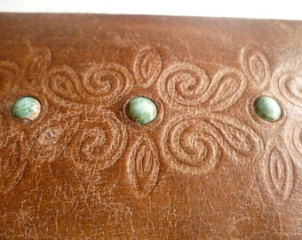 Vintage Leather Jewelry Box, Leather gift box, Old Brown Leather Box, Small Jewelry Box,Embossed Leather Box,Handmade Box, Luxury Gift ,
