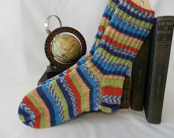 Men's wide foot Socks, Men's Wool Socks, Hand knitted Socks, US shoe size 10-13, Warm Socks, free domestic shipping