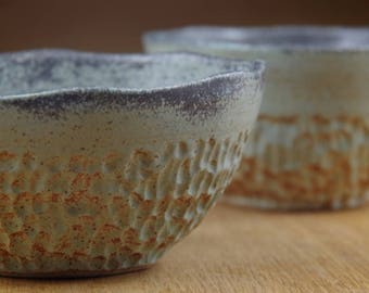 Set of Two Ceramic Bowls Handmade in Stoneware, Pottery Bowls, Cereal Bowls, Rice Bowls, Breakfast Bowls