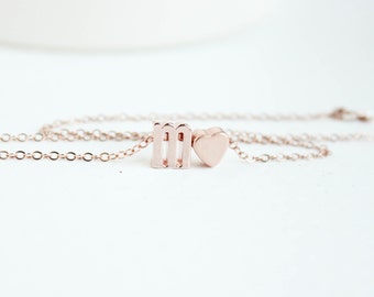 Rose Gold Letter Necklace, Lower Case Letter, Rose Gold Initial, Rose Gold Initial Necklace, Initial Jewelry