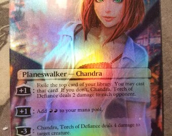 Foil Chandra, Torch of Defiance full art casual play card for mtg with new card back