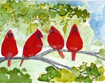 The Cardinals 5 x 7 Original Alcohol Art With 8 x 10 Mat