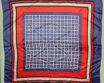 Patriotic Nautical Red White and Blue Geometric Scarf Jean Ete 26" Square