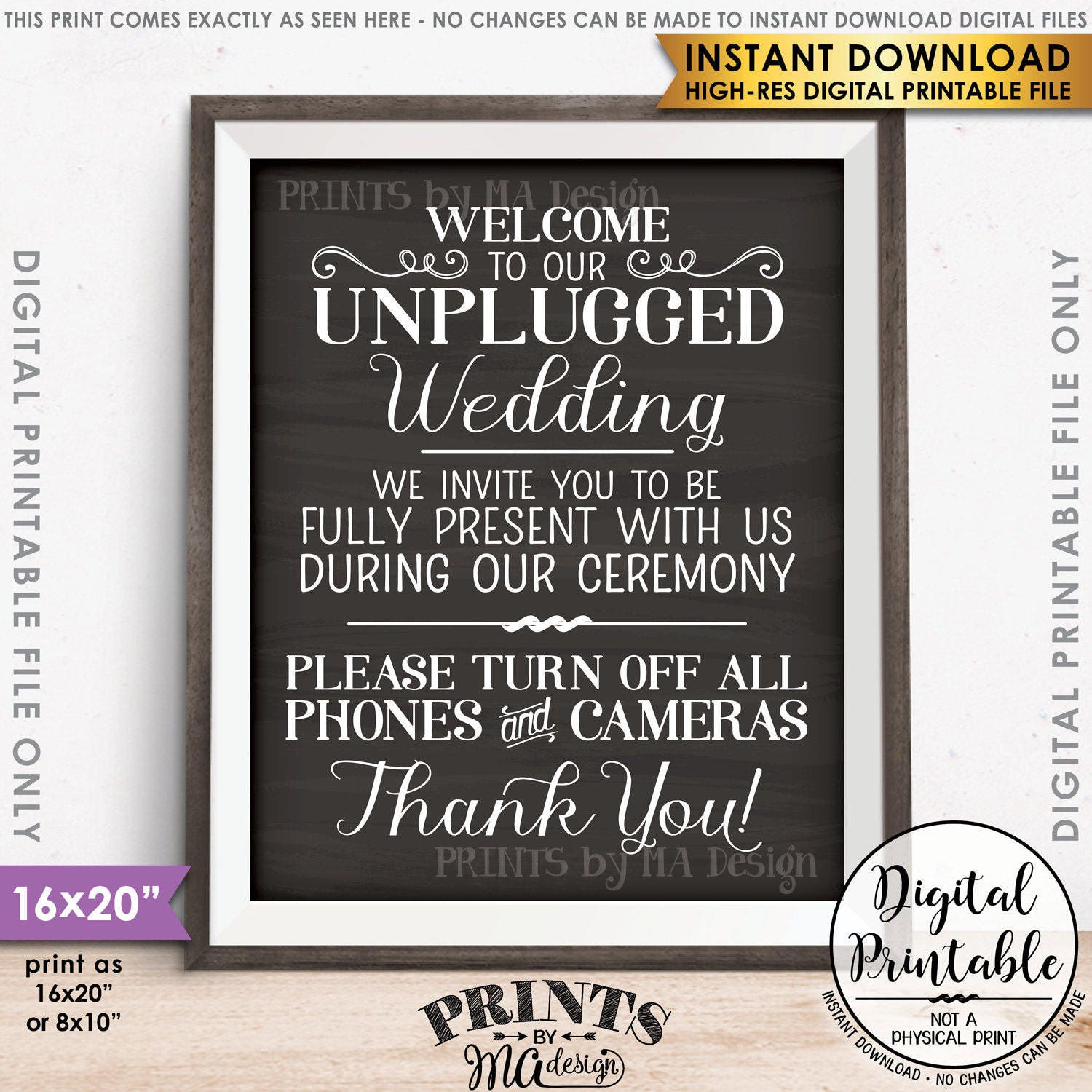 unplugged wedding sign printable