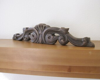Vintage Hand Carved Wood Furniture Piece Architectural Salvage Pediment Millwork Arch