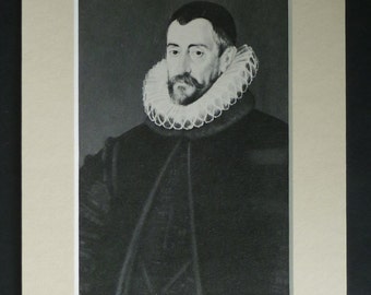 Vintage Historic Print of Francis Walsingham, Available Framed, English Art, Tudor Gift, Political History of England British Secret Service